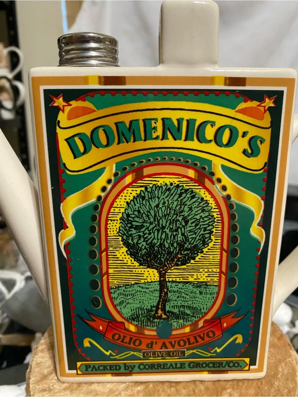 Olive Oil Decorative Bottle Container Corner Grocery Domenico's Glass